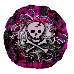 Pink Skull Splatter Large 18  Premium Flano Round Cushions