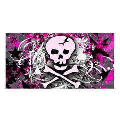 Pink Skull Splatter Satin Shawl