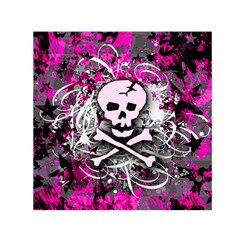 Pink Skull Splatter Small Satin Scarf (square) 