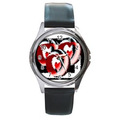 Heart Time 3 Round Metal Watches