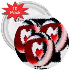 Heart Time 3 3  Buttons (10 Pack) 