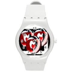 Heart Time 3 Round Plastic Sport Watch (m) by InsanityExpressed