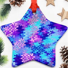 Blue And Purple Marble Waves Ornament (star) 