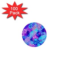 Blue And Purple Marble Waves 1  Mini Buttons (100 Pack) 