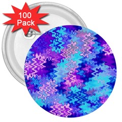 Blue And Purple Marble Waves 3  Buttons (100 Pack) 