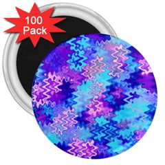 Blue And Purple Marble Waves 3  Magnets (100 Pack)