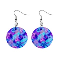 Blue And Purple Marble Waves Mini Button Earrings