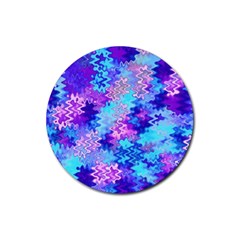 Blue And Purple Marble Waves Rubber Coaster (round)  by KirstenStar