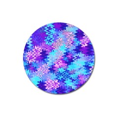 Blue And Purple Marble Waves Magnet 3  (round) by KirstenStar