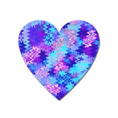 Blue And Purple Marble Waves Heart Magnet