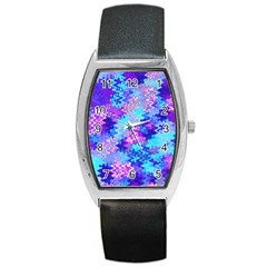 Blue And Purple Marble Waves Barrel Metal Watches