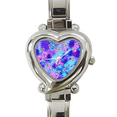 Blue And Purple Marble Waves Heart Italian Charm Watch