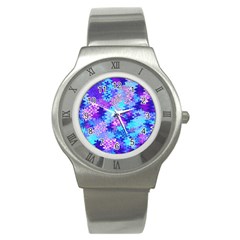 Blue And Purple Marble Waves Stainless Steel Watches