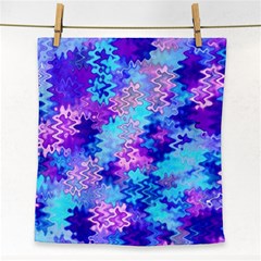 Blue And Purple Marble Waves Face Towel