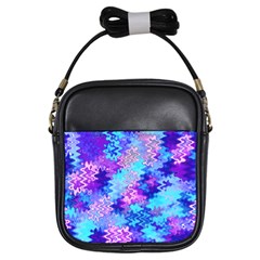 Blue And Purple Marble Waves Girls Sling Bags