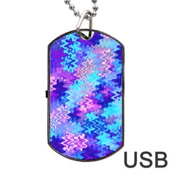 Blue And Purple Marble Waves Dog Tag Usb Flash (two Sides) 