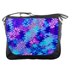 Blue And Purple Marble Waves Messenger Bags by KirstenStar