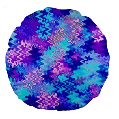 Blue And Purple Marble Waves Large 18  Premium Round Cushions