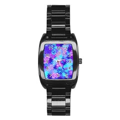 Blue And Purple Marble Waves Stainless Steel Barrel Watch