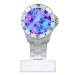 Blue and Purple Marble Waves Nurses Watches Front