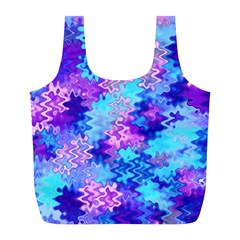 Blue And Purple Marble Waves Full Print Recycle Bags (l) 