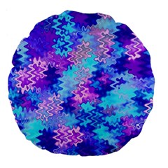 Blue And Purple Marble Waves Large 18  Premium Flano Round Cushions by KirstenStar