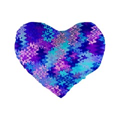 Blue And Purple Marble Waves Standard 16  Premium Flano Heart Shape Cushions