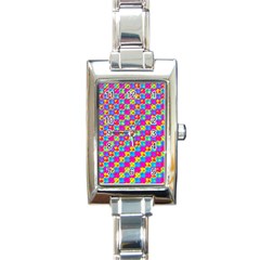 Crazy Yellow And Pink Pattern Rectangle Italian Charm Watches