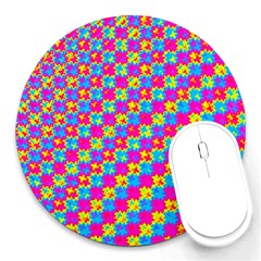 Crazy Yellow And Pink Pattern Round Mousepads