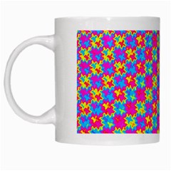 Crazy Yellow And Pink Pattern White Mugs