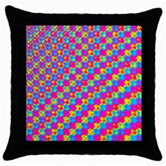 Crazy Yellow And Pink Pattern Throw Pillow Cases (black) by KirstenStar