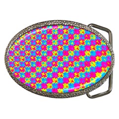 Crazy Yellow And Pink Pattern Belt Buckles by KirstenStar