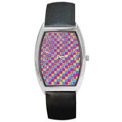 Crazy Yellow And Pink Pattern Barrel Metal Watches by KirstenStar