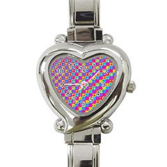 Crazy Yellow And Pink Pattern Heart Italian Charm Watch