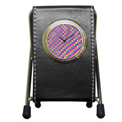 Crazy Yellow And Pink Pattern Pen Holder Desk Clocks