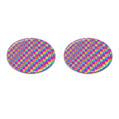 Crazy Yellow And Pink Pattern Cufflinks (oval)