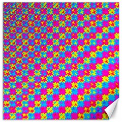 Crazy Yellow And Pink Pattern Canvas 12  X 12  