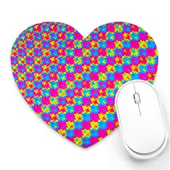 Crazy Yellow And Pink Pattern Heart Mousepads