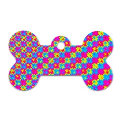 Crazy Yellow And Pink Pattern Dog Tag Bone (one Side)