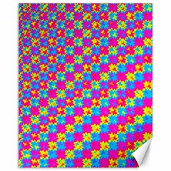 Crazy Yellow And Pink Pattern Canvas 11  X 14  