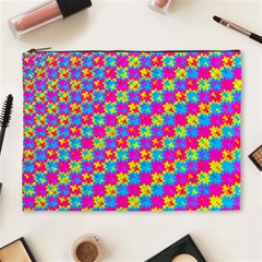 Crazy Yellow And Pink Pattern Cosmetic Bag (xl)