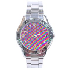 Crazy Yellow And Pink Pattern Stainless Steel Men s Watch by KirstenStar