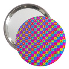 Crazy Yellow And Pink Pattern 3  Handbag Mirrors by KirstenStar