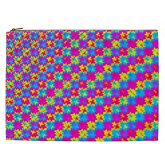 Crazy Yellow And Pink Pattern Cosmetic Bag (xxl)  by KirstenStar