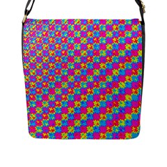 Crazy Yellow And Pink Pattern Flap Messenger Bag (l)  by KirstenStar