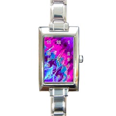 Stormy Pink Purple Teal Artwork Rectangle Italian Charm Watches