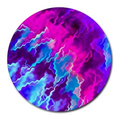 Stormy Pink Purple Teal Artwork Round Mousepads by KirstenStar