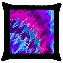 Stormy Pink Purple Teal Artwork Throw Pillow Cases (black) by KirstenStar