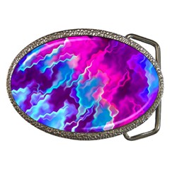 Stormy Pink Purple Teal Artwork Belt Buckles