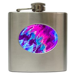 Stormy Pink Purple Teal Artwork Hip Flask (6 Oz)